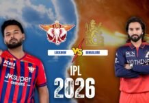 Lucknow Super Giants vs Royal Challengers Bengaluru Match Scorecard: IPL 2026 Match No. 50 Lucknow Super Giants vs Royal Challengers Bengaluru Match Scorecard